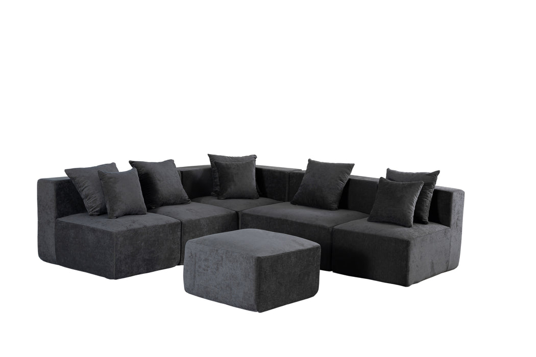 New L-Shaped Cube Chenille Modular Sofa Set - Flexible Layout for Living Room & Hotel