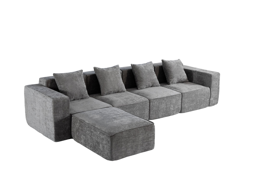 New L-Shaped Cube Chenille Modular Sofa Set - Flexible Layout for Living Room & Hotel