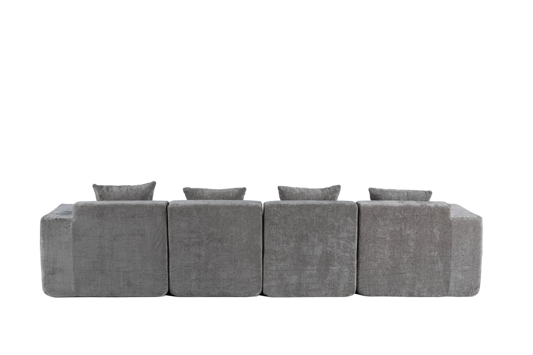 New L-Shaped Cube Chenille Modular Sofa Set - Flexible Layout for Living Room & Hotel