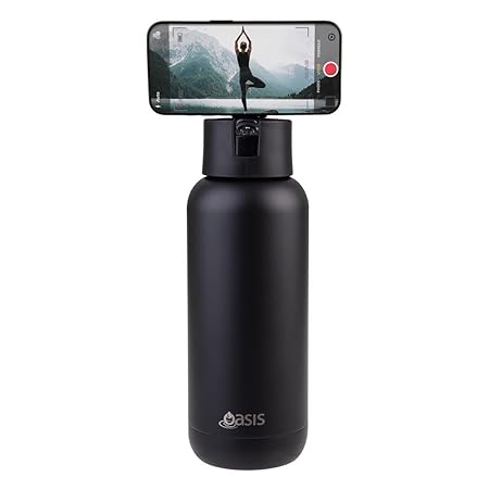 MAG-GRIP CERAMIC LINED S/S T/WALL INS. DRINK BOTTLE 1L BLACK