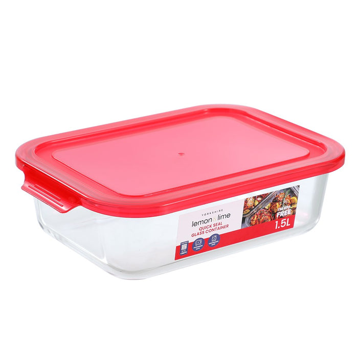 Lemon & Lime YORKSHIRE GLASS RECTANGLE QUICK SEAL CONTAINER 1.5L