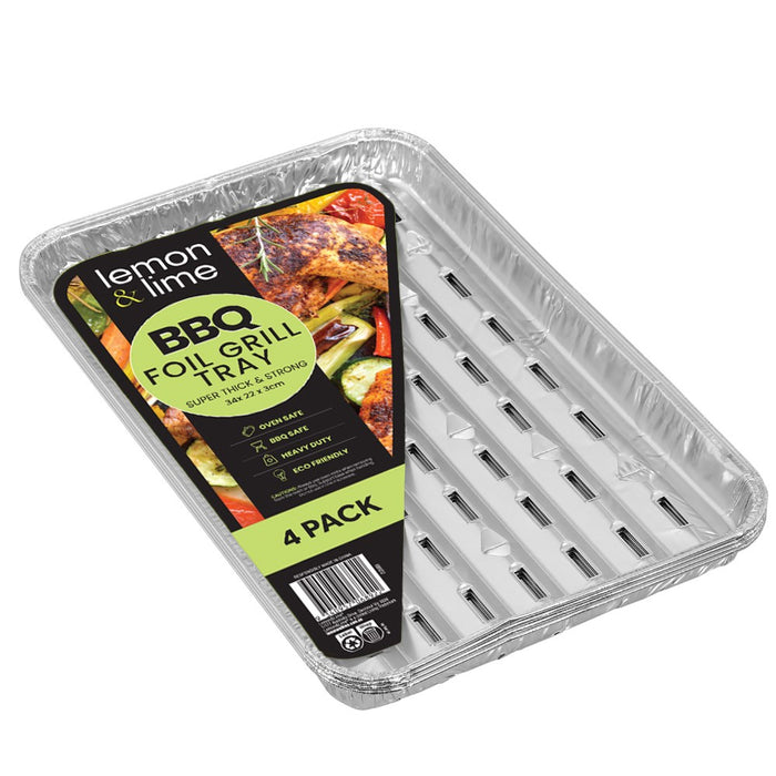 Lemon & Lime FOIL GRILL TRAY 4PK 34X22X3CM SHELF READY PDQ