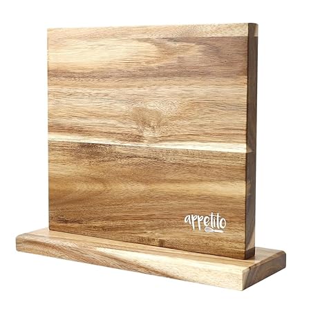MAGNETIC KNIFE STAND DOUBLE SIDED ACACIA WOOD