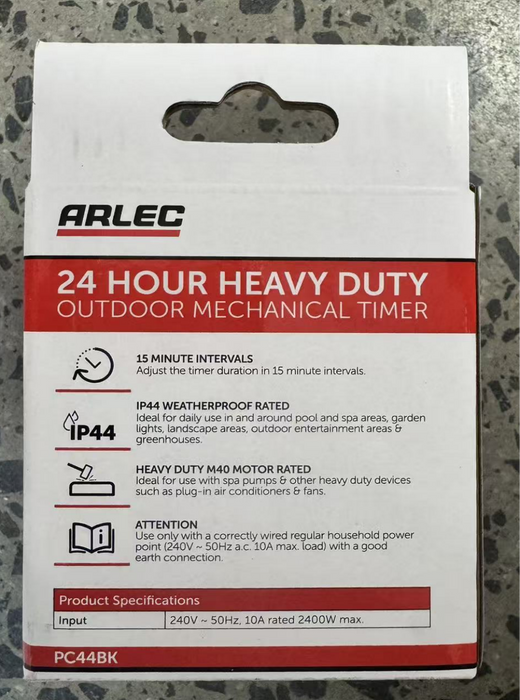 Arlec Black 24 Hour Weatherproof Timer