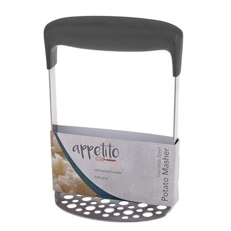 S/S POTATO MASHER W/HORIZONTAL SOFT GRIP