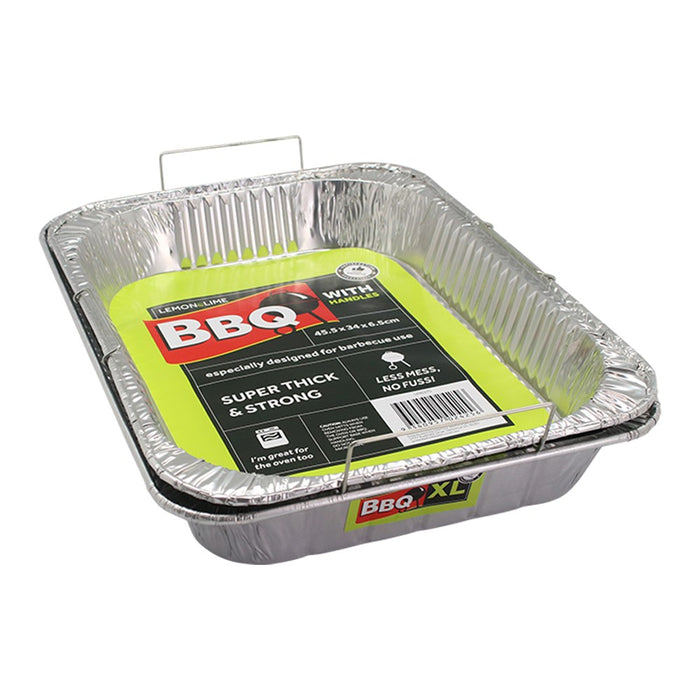 Lemon & Lime FOIL TRAY W/ WIRE HANDLES 45.5X34X6.5CM SHELF READY PDQ