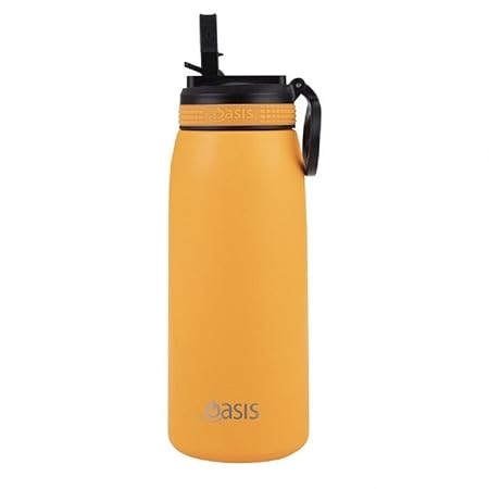 S/S D/WALL INS. SPORTS BOTTLE W/SIPPER STRAW 780ML NEON ORANGE