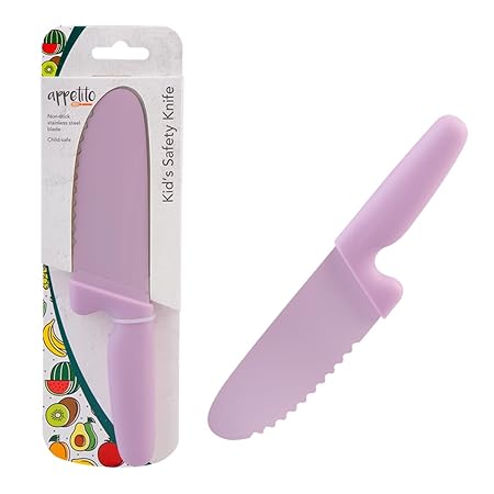 KID'S SAFETY KNIFE W/NON-STICK SERRATED BLADE PINK