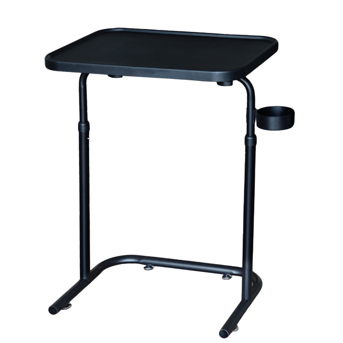 ONEIN Adjustable Laptop Table with Cup Holder – Compact Side Table, Computer Stand Table, Home Office Desk for Couch, Bed, and Small Spaces, Tilt and Height Adjustable, Sturdy Metal Frame