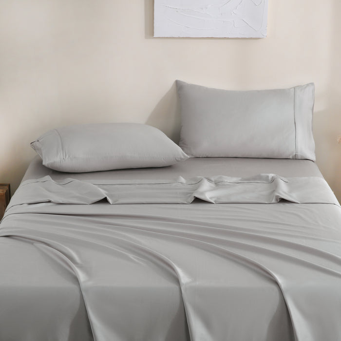 SBS Luxurious Silky Smooth Microfiber Sheet Set - Ultra-Soft, Hypoallergenic, Breathable, and Wrinkle-Resistant Bedding Ensemble - Includes Fitted Sheet, Flat Sheet, and Two Pillowcases - Perfect for All Seasons - Elegant Grey Color