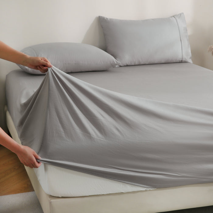 SBS Luxurious Silky Smooth Microfiber Sheet Set - Ultra-Soft, Hypoallergenic, Breathable, and Wrinkle-Resistant Bedding Ensemble - Includes Fitted Sheet, Flat Sheet, and Two Pillowcases - Perfect for All Seasons - Elegant Grey Color