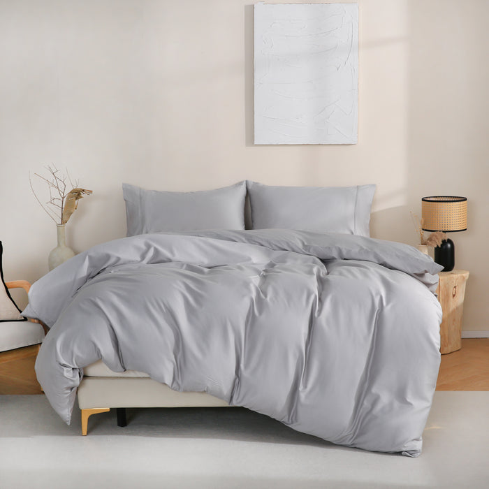 SBS Luxurious Silky Smooth Microfiber Sheet Set - Ultra-Soft, Hypoallergenic, Breathable, and Wrinkle-Resistant Bedding Ensemble - Includes Fitted Sheet, Flat Sheet, and Two Pillowcases - Perfect for All Seasons - Elegant Grey Color