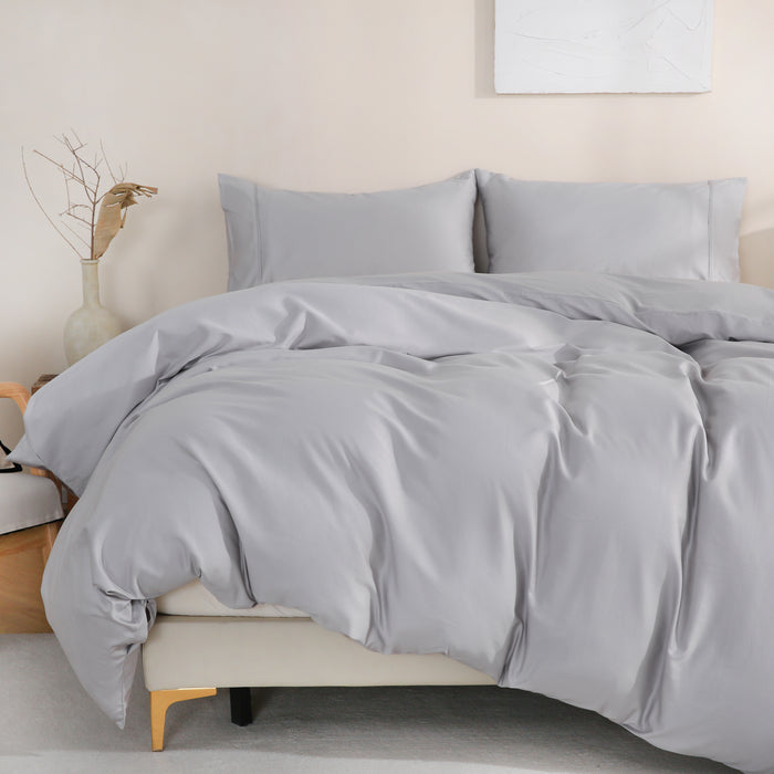 SBS Luxurious Silky Smooth Microfiber Sheet Set - Ultra-Soft, Hypoallergenic, Breathable, and Wrinkle-Resistant Bedding Ensemble - Includes Fitted Sheet, Flat Sheet, and Two Pillowcases - Perfect for All Seasons - Elegant Grey Color