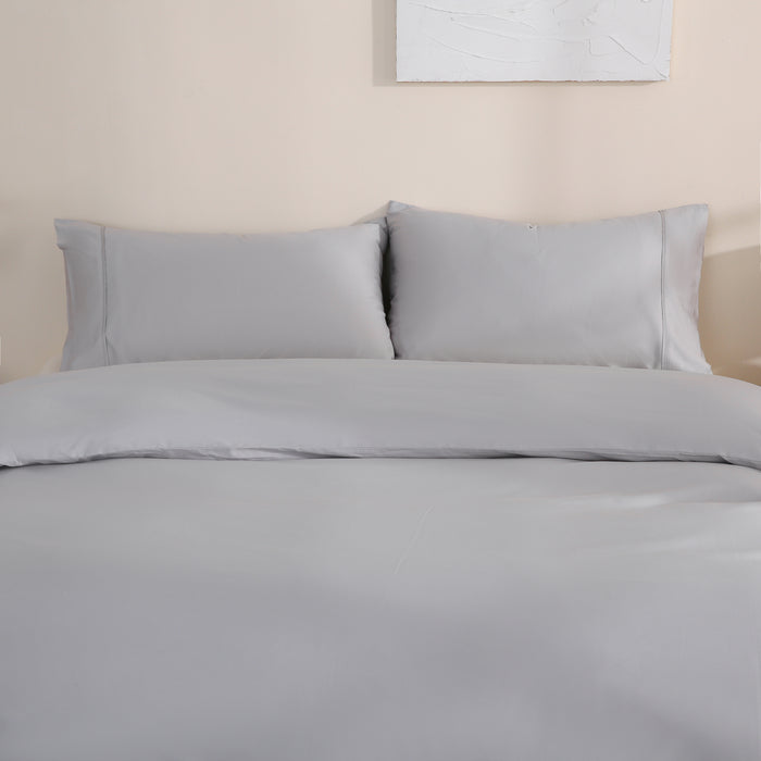 SBS Luxurious Silky Smooth Microfiber Sheet Set - Ultra-Soft, Hypoallergenic, Breathable, and Wrinkle-Resistant Bedding Ensemble - Includes Fitted Sheet, Flat Sheet, and Two Pillowcases - Perfect for All Seasons - Elegant Grey Color