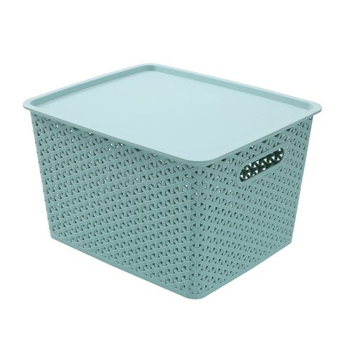 Boxsweden Wicker Basket Lidded 19L 36X30X22.5Cm 3 Asstd