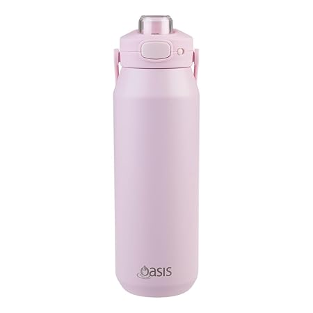 CERAMIC LINED S/S T/WALL INS. BOTTLE W/QUICK RELEASE 1L PINK LEMONADE