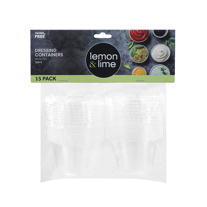Lemon & Lime DRESSING CONTAINERS W/LIDS 15PK 120ML