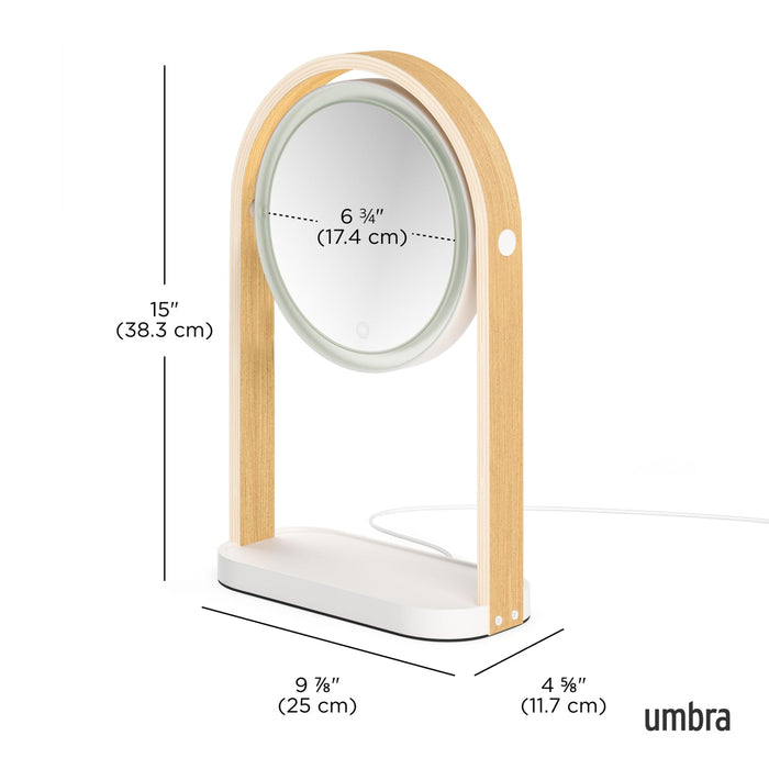 NSIMG-SHA256:65598b291287cb263014461ada2880c275bef6af4a88bf5cb18295128cf1c274 · Isalbi Umbra Bellwood LED Vanity Mirror White & Natural