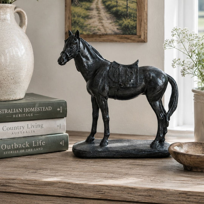 2 set Saddled Racehorse Figurine