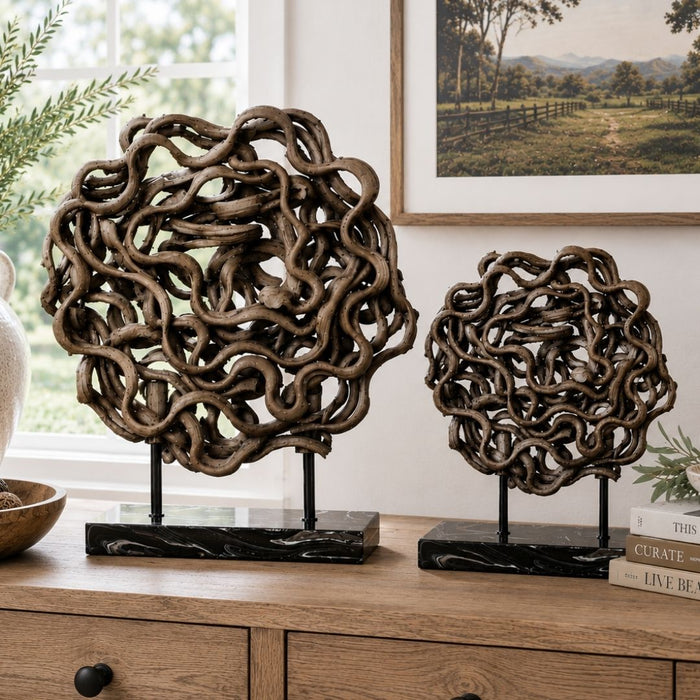 2 set Curly Teak Root - L ¨C 60cm tall x 50cm wide x 15cm deep