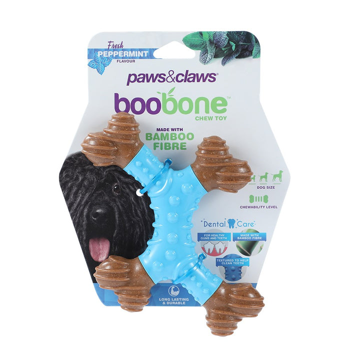Paws & Claws BOOBONE TPR DENTAL 4-WAY BONE PEPPERMINT 16.5CM