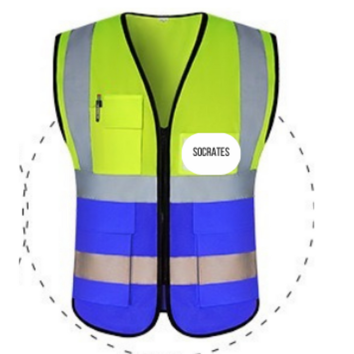 Reflexive Hi-Vis Safety Jacket Vest with Zipper Pockets - Large/Medium, One Size Fits All (Min. 100 pcs)