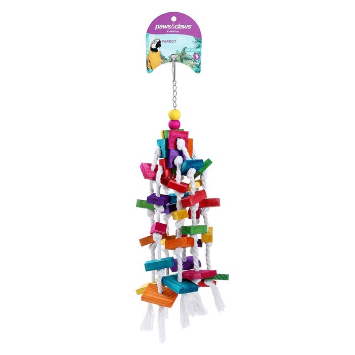 Paws & Claws PARROT LARGE WOOD + ROPE TOY 40X15CM