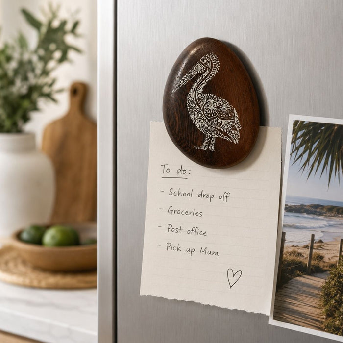 5 set Wood Magnet Pelican White