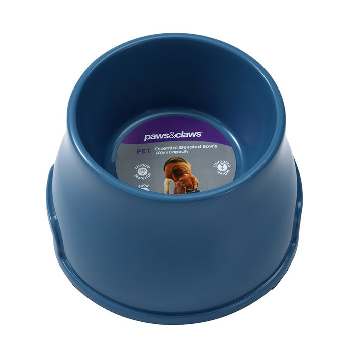 Paws & Claws PET ESSENTIALS ELEVATED BOWL MEDIUM 600ML 19X12CM  COLS