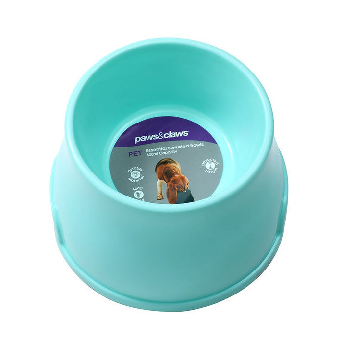 Paws & Claws PET ESSENTIALS ELEVATED BOWL MEDIUM 600ML 19X12CM  COLS