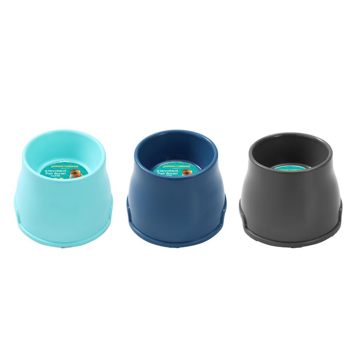 Paws & Claws PET ESSENTIALS ELEVATED BOWL LARGE 1L 23X16CM Each (Random Color)