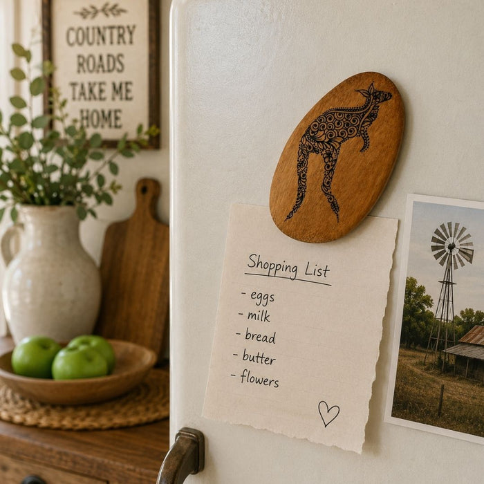5 set Wood Magnet Kangaroo Black