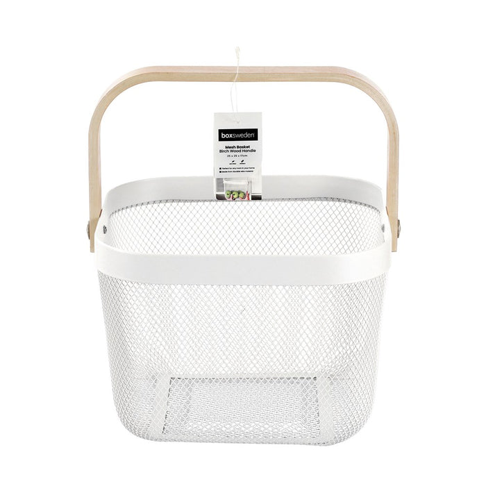 Boxsweden Mesh Basket Wht 25X25X17Cm W/ Handle *Fsc100% Scs-Coc-009941