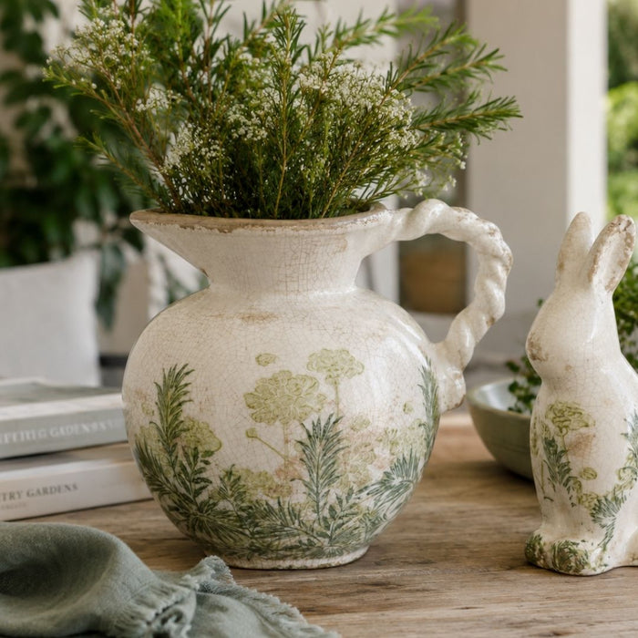 2 set Green Floral Jug