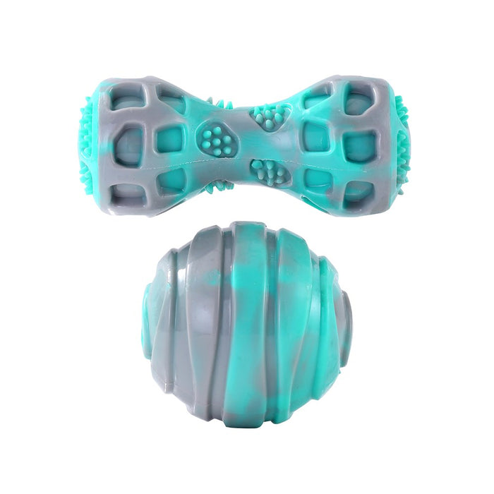 Paws & Claws DENTAL DUO TPR BALL + BATON 2PK AQUA/GREY 13X5X5CM / 8X8CM