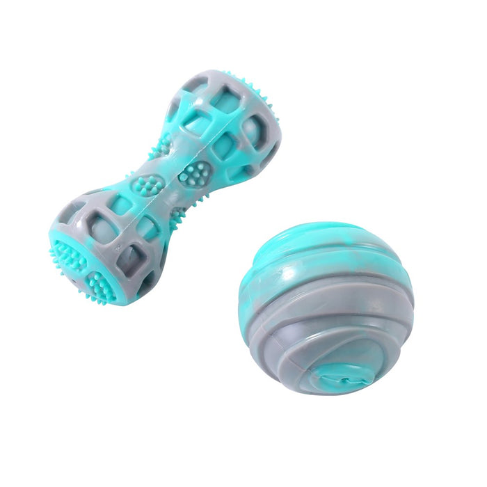 Paws & Claws DENTAL DUO TPR BALL + BATON 2PK AQUA/GREY 13X5X5CM / 8X8CM