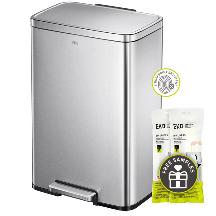 Spacious EKO 50L Rubbish Bin EK9361 – Modern Stainless Steel Trash Can with Lid