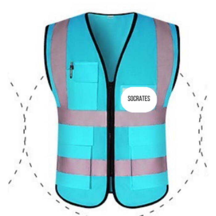 Reflexive Hi-Vis Safety Jacket Vest with Zipper Pockets - Large/Medium, One Size Fits All (Min. 100 pcs)