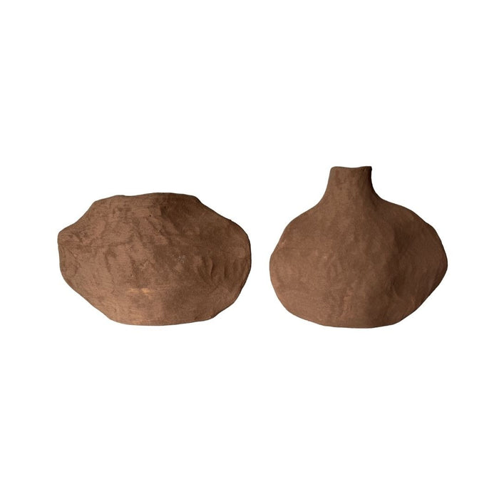 2 set Noma Vases Mocha - (L) 28cm tall x 19.5cm wide x 9.5cm thick