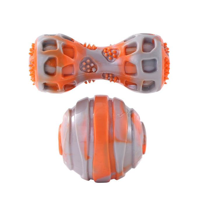 Paws & Claws DENTAL DUO TPR BALL + BATON 2PK ORANGE/GREY 13X5X5CM / 8X8CM
