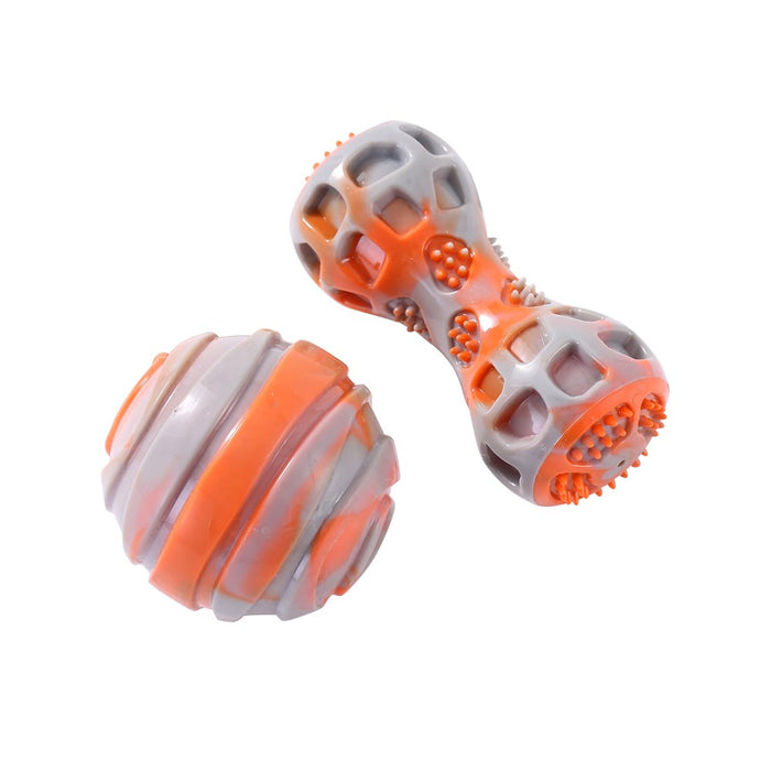 Paws & Claws DENTAL DUO TPR BALL + BATON 2PK ORANGE/GREY 13X5X5CM / 8X8CM