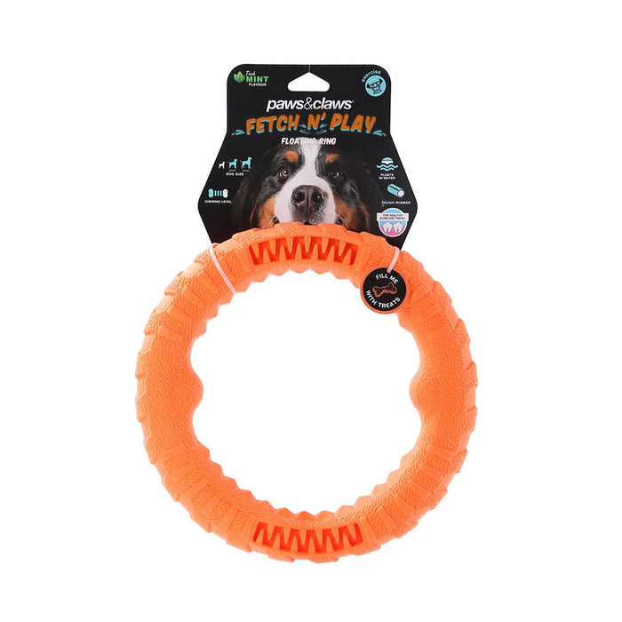 Paws & Claws FETCH N' PLAY TUGGER RING LGE 24X4CM ORANGE