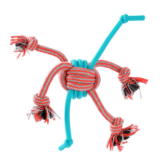 Paws & Claws STRETCH & FETCH TPR + BRAIDED ROPE BALL 30X8X1.5CM 185G