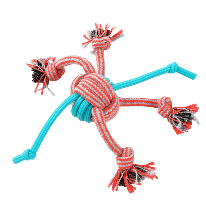 Paws & Claws STRETCH & FETCH TPR + BRAIDED ROPE BALL 30X8X1.5CM 185G
