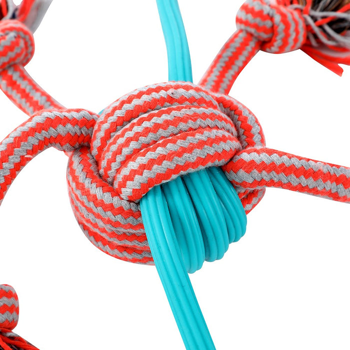 Paws & Claws STRETCH & FETCH TPR + BRAIDED ROPE BALL 30X8X1.5CM 185G