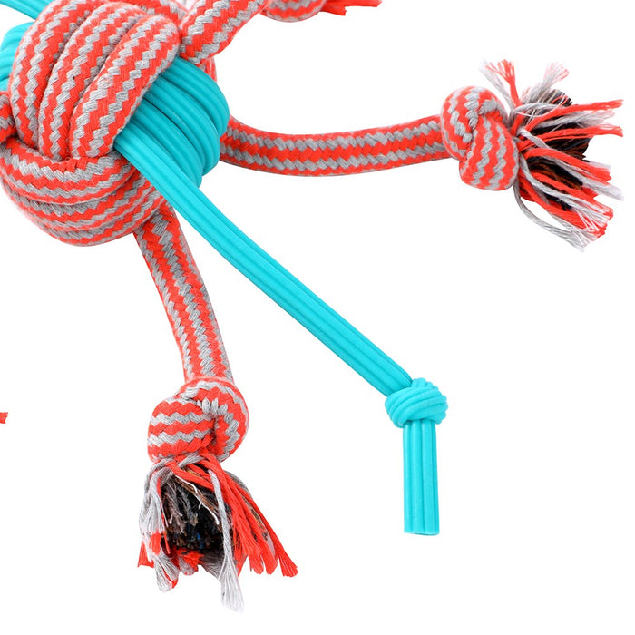 Paws & Claws STRETCH & FETCH TPR + BRAIDED ROPE BALL 30X8X1.5CM 185G
