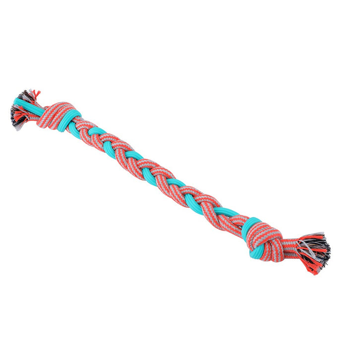 Paws & Claws STRETCH & FETCH TPR + BRAIDED ROPE PLAITED TUGGER 50X4X1.5CM 163G