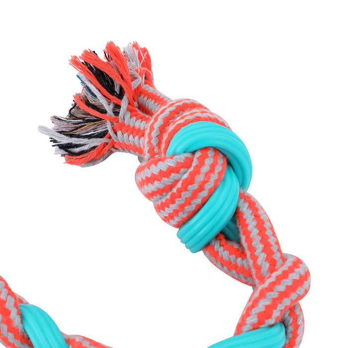 Paws & Claws STRETCH & FETCH TPR + BRAIDED ROPE PLAITED TUGGER 50X4X1.5CM 163G