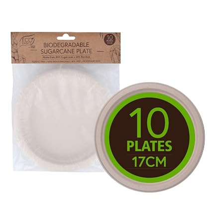 Eco Basics Biodegradable Sugarcane Plate 17cm - 10pcs