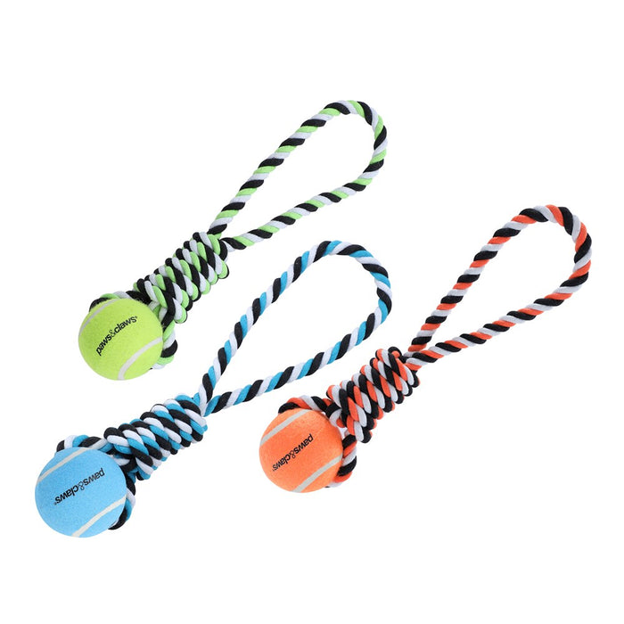 Paws & Claws ROPE TUGGER + TENNIS BALL 40X2CM  COLS 267G
